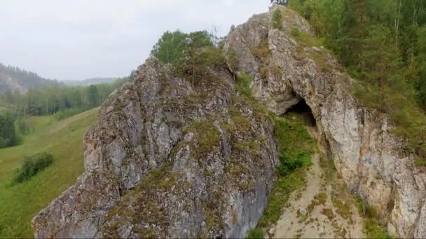 Grotte dans la roche dans la forêt — Video