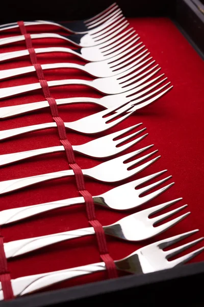 Serie di forchette in un caso — Foto Stock