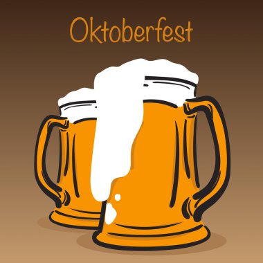 bir bardak bira, Oktoberfest afiş vektör çizim