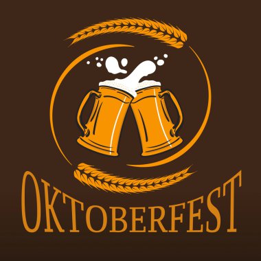bir bardak bira, Oktoberfest afiş vektör çizim