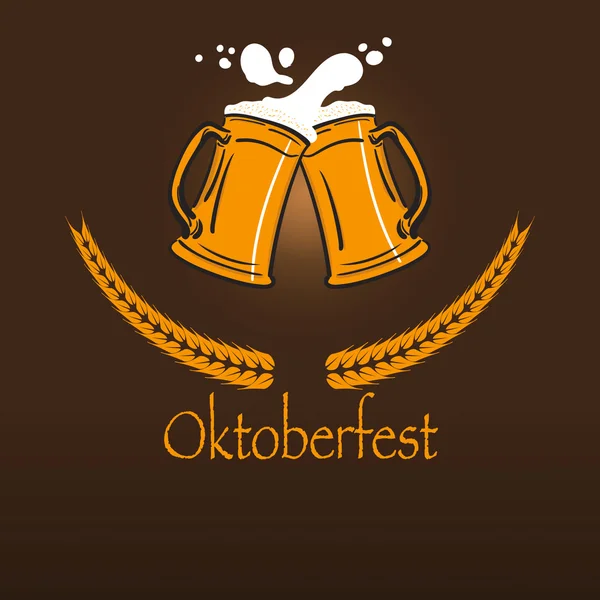 Ilustração vetorial de um copo de cerveja, bandeira Oktoberfest —  Vetores de Stock