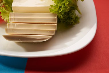 Tablo arka plan üzerinde Mozzarella peyniri