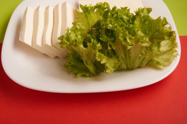 Tablo arka plan üzerinde Mozzarella peyniri