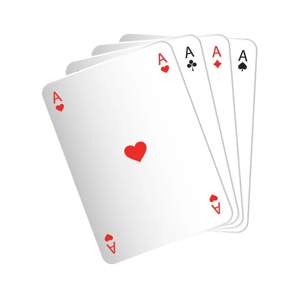 Tisk vektorové ilustrace hrací karty čtyři esa izolovat — Stockový vektor
