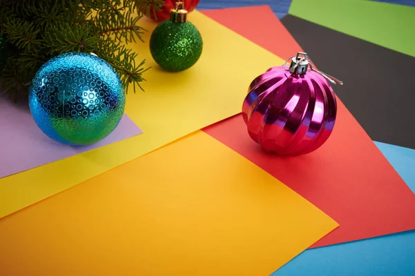 Nowy rok tło Boże Narodzenie zabawki i Choinka — Zdjęcie stockowe