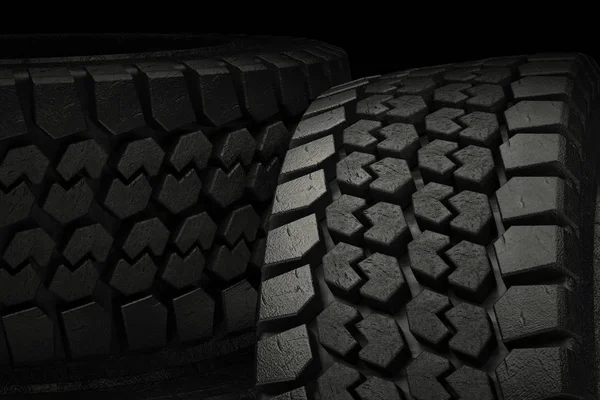 3D иллюстрация зимние шины на черном фоне — стоковое фото