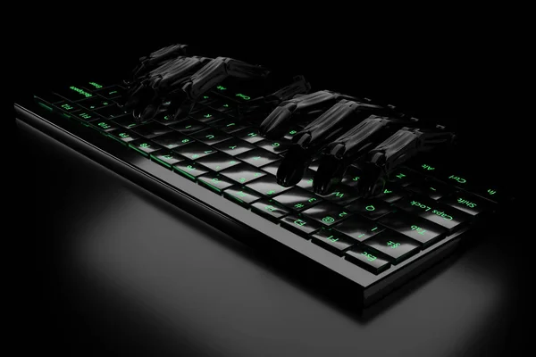 Illustration 3D d'un clavier sur fond sombre — Photo