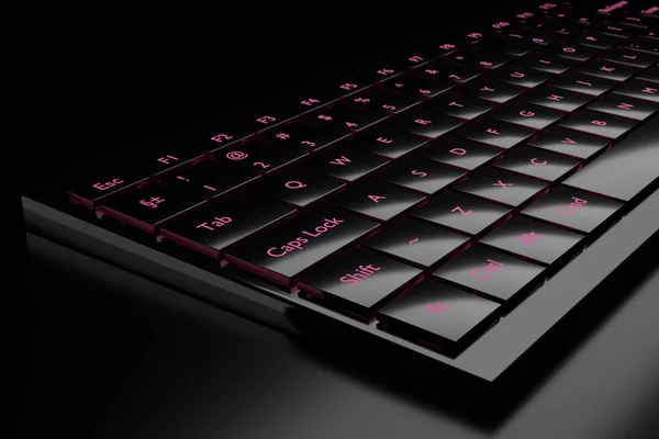 Ilustración 3d de un teclado sobre un fondo oscuro — Foto de Stock