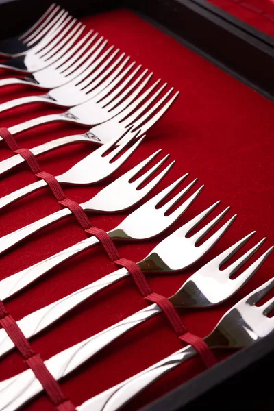 Serie di forchette in un caso — Foto Stock