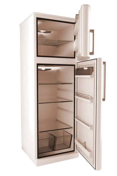 3d модель відкритого холодильника — стокове фото