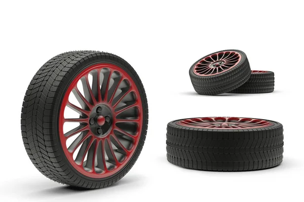 Автомобільні колеса з титановим диском ізольовані — стокове фото