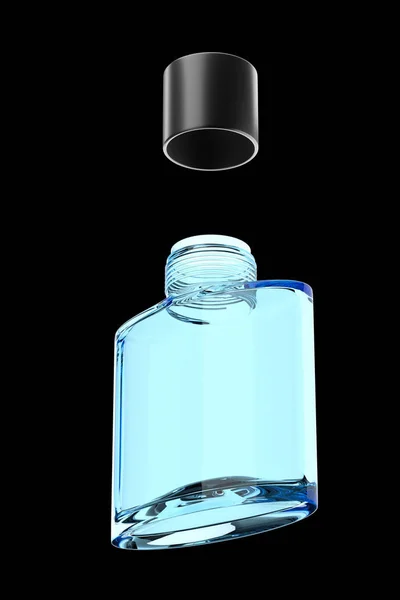 Glazen fles van mannelijke parfum 3d illustratie — Stockfoto