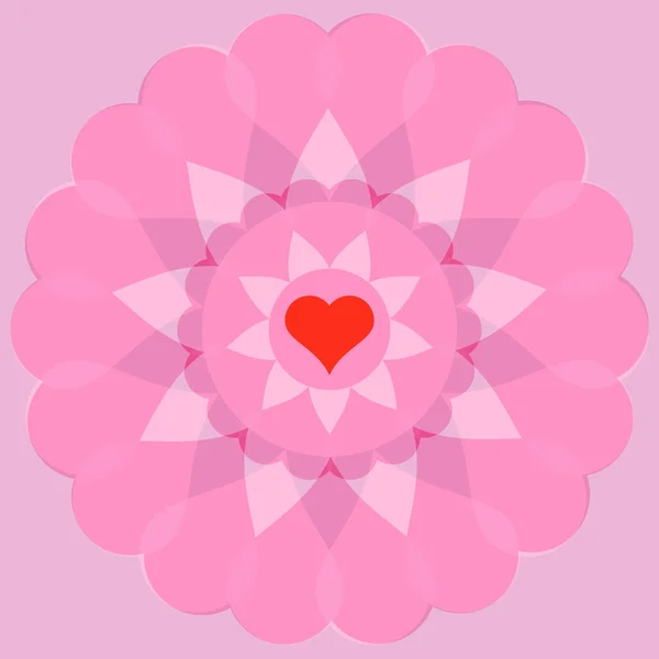 Coração com um ornamento em um fundo rosa —  Vetores de Stock