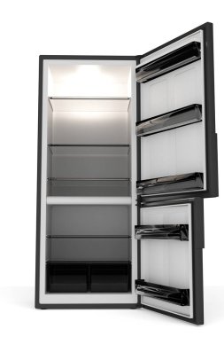 büyük buzdolabı üzerinde beyaz izole