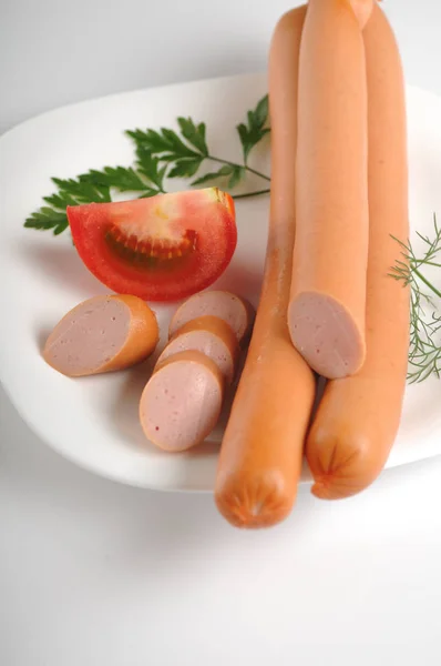 Sausages on a white background — Stock Photo, Image