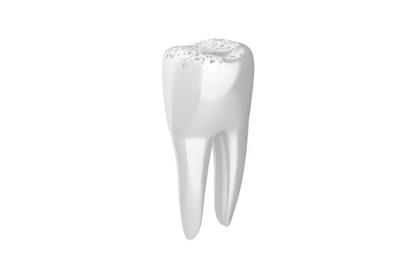 Dente branco gira com cárie — Fotografia de Stock