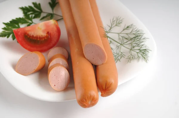 Sausages on a white background — Stock Photo, Image