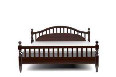 modern ahşap yatak 3D çizimi