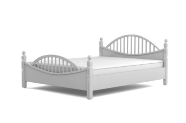 modern ahşap yatak 3D çizimi