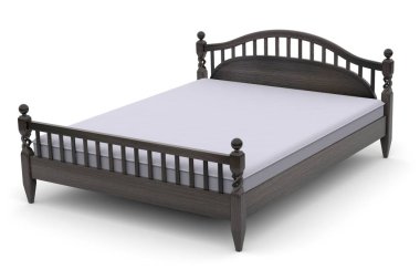 modern ahşap yatak 3D çizimi