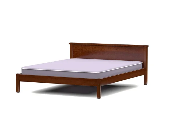 3d illustration of a modern wooden bed — Stock Photo, Image