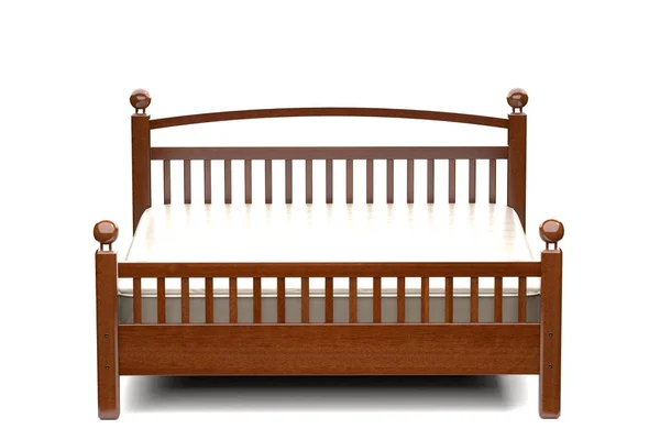 3d illustration of a modern wooden bed — Stock Photo, Image