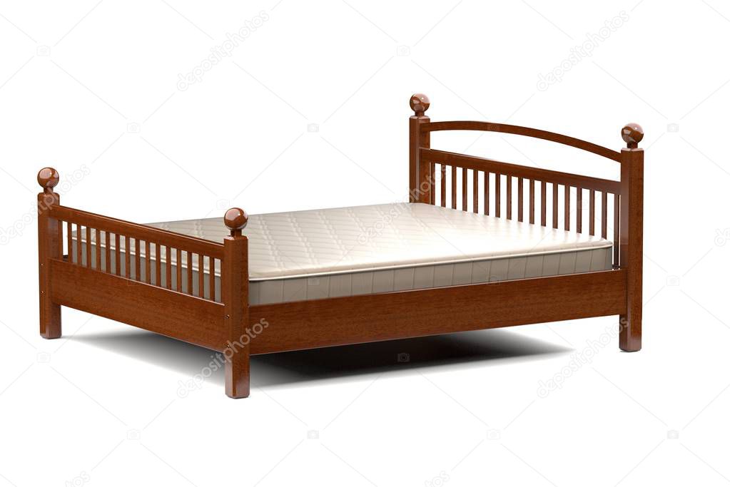 3d illustration of a modern wooden bed