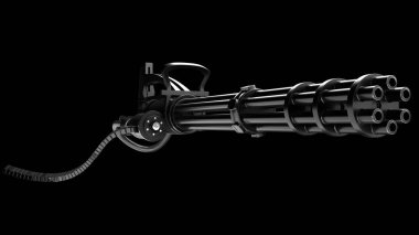 Minigun siyah bir zemin üzerine