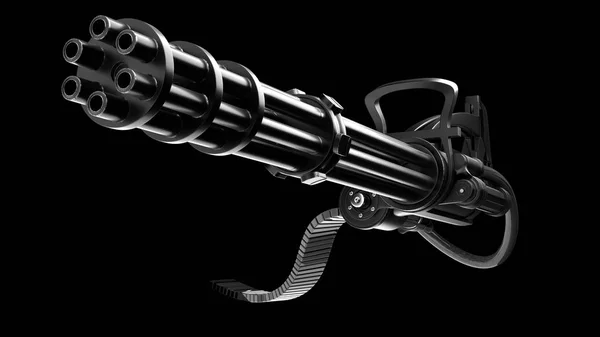 Minigun su sfondo nero — Foto Stock