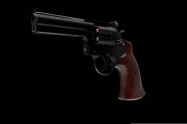 Illustration 3D d'un revolver sur fond noir — Photo