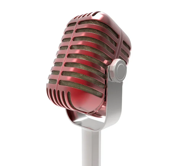 A red microphone on a white background — Stock Photo, Image