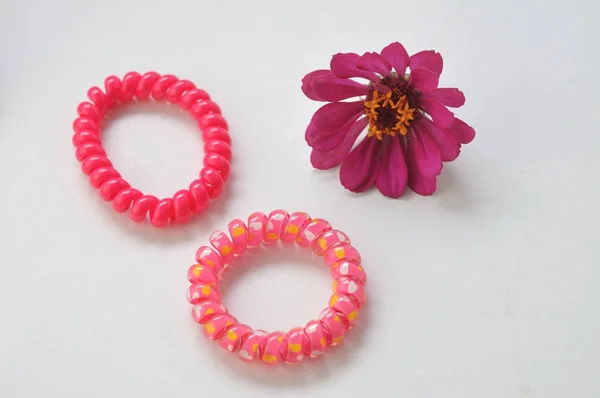 Colored Flowers Bracelets White Background — Stock Photo, Image