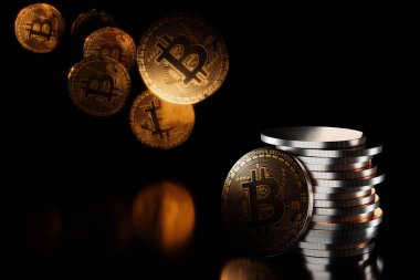 Bitcoin sinek karanlık 3d render
