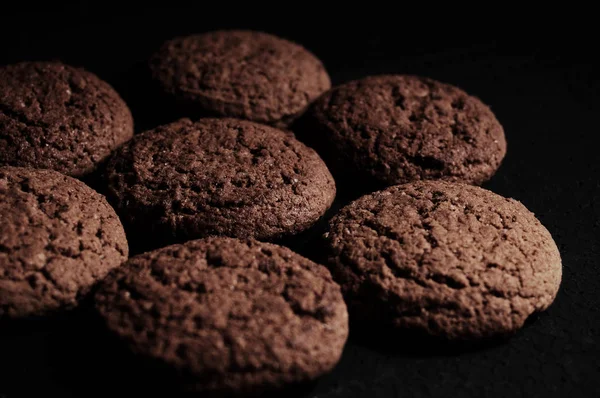 Galletas Avena Sobre Una Mesa Negra — Foto de Stock