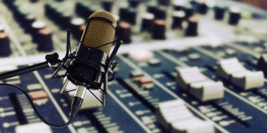 arka plan 3d çizim stüdyoda mikrofon