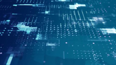 Soyut teknoloji arkaplan kavramı. Koyu mavi arkaplan üzerinde hareket deseni ve hareket bulanıklığı.