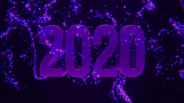 Šťastný nový rok 2020 napsaný Sparkle ohňostrojem — Stock fotografie