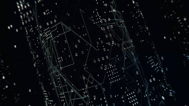 Koyu mavi ve parlaklık parçacık arka plan.