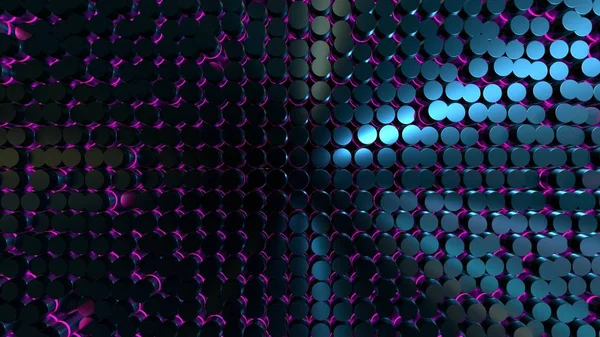 Metall rosa digitalt genererad bild av blått ljus och ränder rör sig snabbt över svart bakgrund — Stockfoto