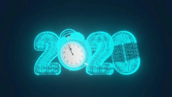 불꽃 호일 풍선은 숫자 2020으로 표시되어 있다. 새해 축하연. 금 과 은으로 된 열기구. 축일 파티 장식. — 스톡 사진