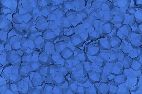 3d rendering. Background image. An array of blue polygons of the same size, located at different levels, decorated with bubble. Texture, 3d panel, render.