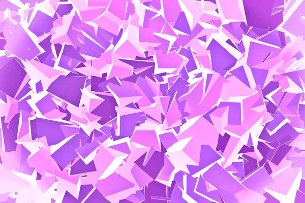 3D-s renderelés. Háttérkép. Egy sor azonos méretű sokszög, különböző szinteken található, rózsaszín és lila háromszöggel díszítve. textúra, 3D-s panel, render. — Stock Fotó
