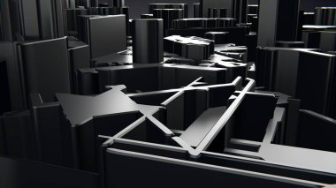 Uçan perspektif soyut yapı geometrik arkaplan veya duvar çerçevesi.