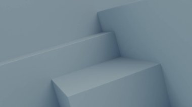 Hafif geometrik şekiller yere ya da havaya yerleştirilmiş.