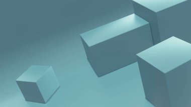 Küp geometrik şekiller yere ya da havaya yerleştirilmiş