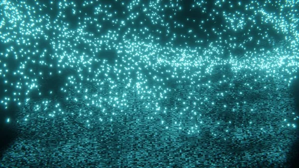 Brilho azul Bio luminescência. Iluminação de plâncton nas Maldivas. Muitas partículas brilhantes . — Fotografia de Stock