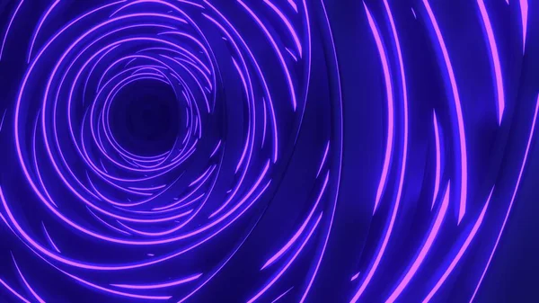 Círculo azul púrpura luz fondo arquitectónico. Moderna composición en arco de hormigón en perspectiva. Formas semicirculares. La luz al final . — Foto de Stock