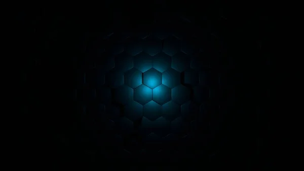 球体闇六角形抽象的な青の背景 テクノロジーの背景には 世界的なビジネスのシリーズ最高の概念から 3Dレンダリング — ストック写真