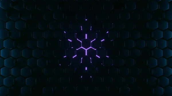 Fond Bleu Abstrait Hexagone Sombre Lumineux Contexte Technologique Partir Série — Photo