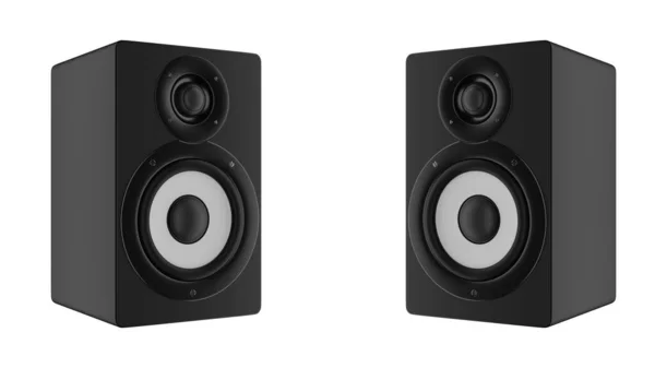 샵에서 시끄러운 스피커 판매도 사운드 스튜디오를 별도의 하이파이 사운드 시스템을 — 스톡 사진